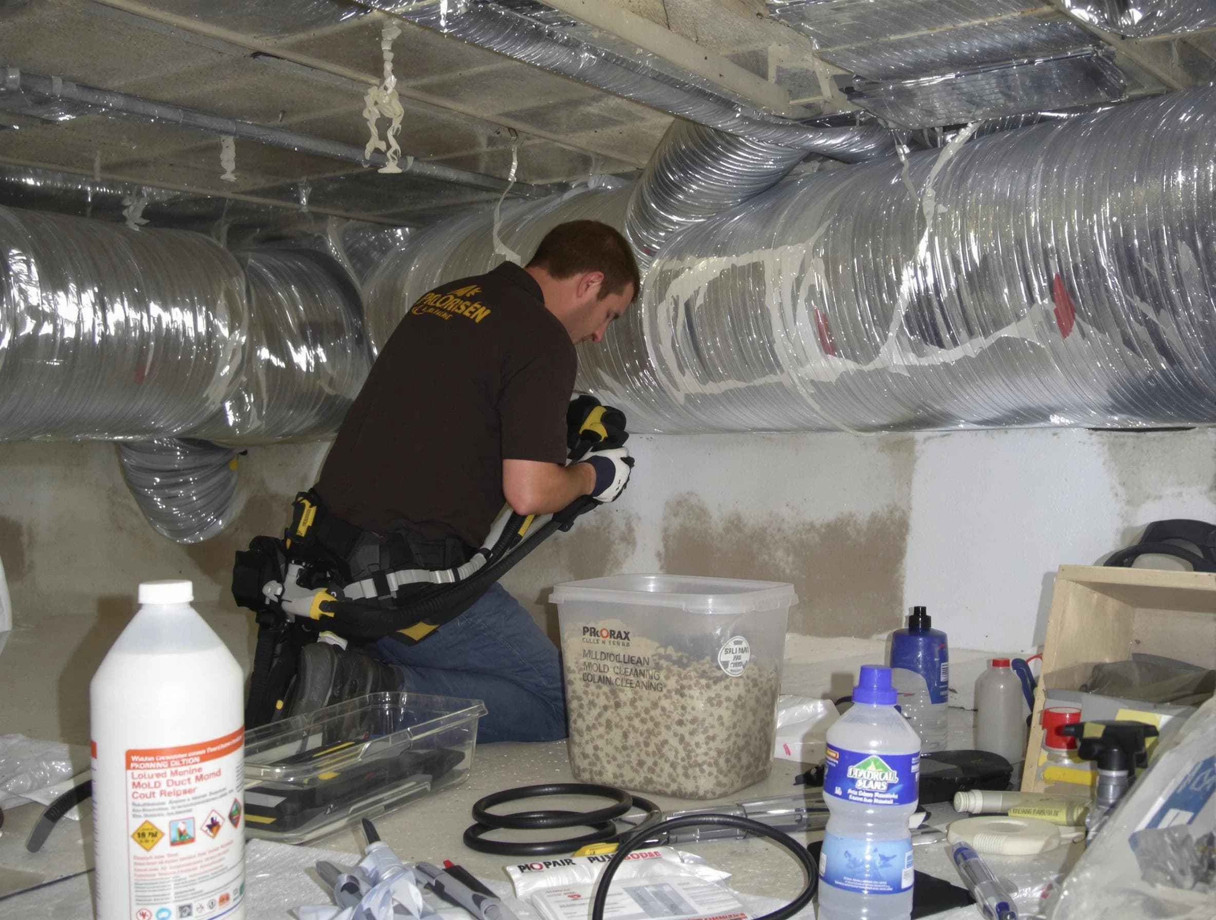 Reading Air Duct Cleaning specialist performing professional mold removal from air ducts in Reading