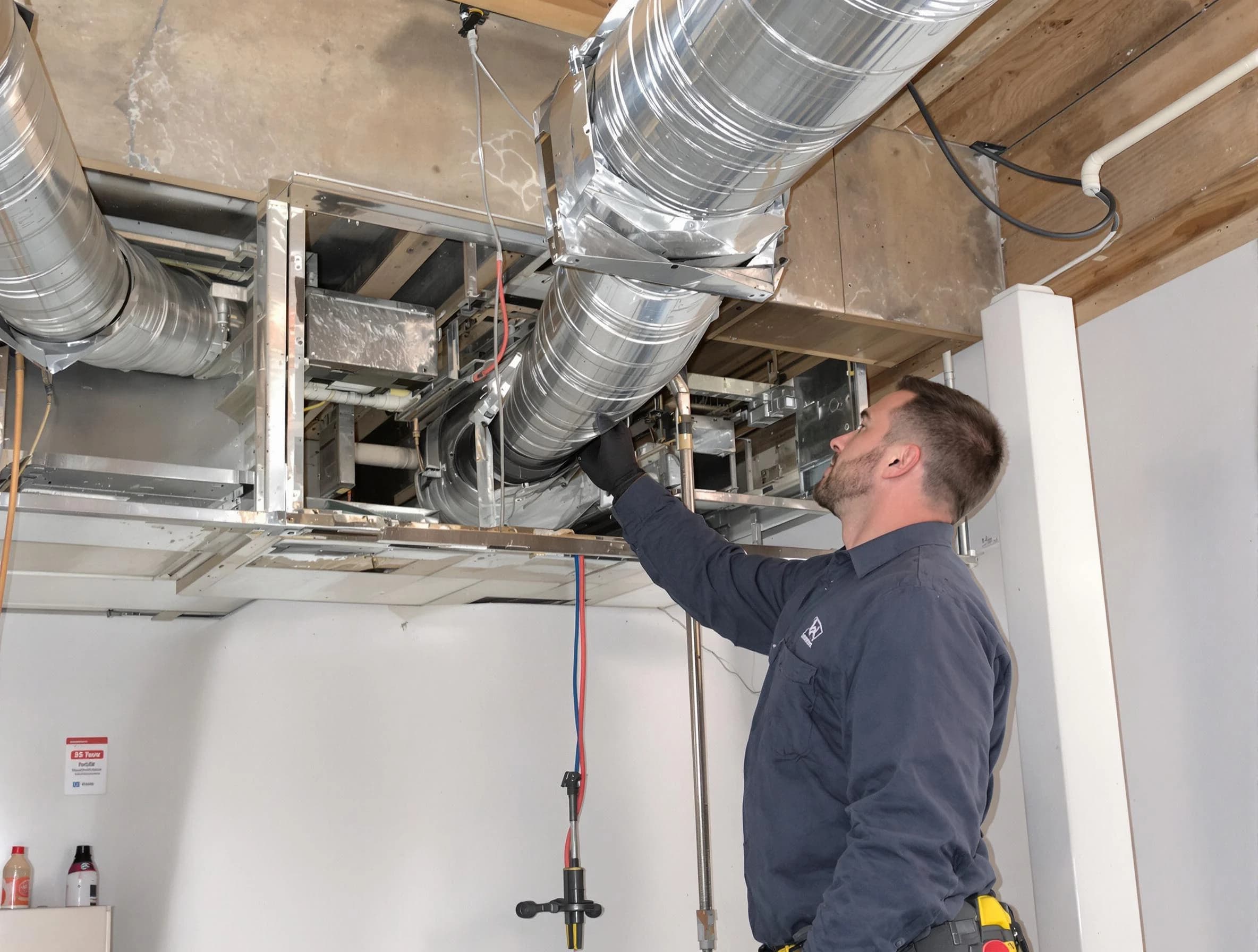 Reading Air Duct Cleaning technician performing professional air duct repair using specialized tools in Reading