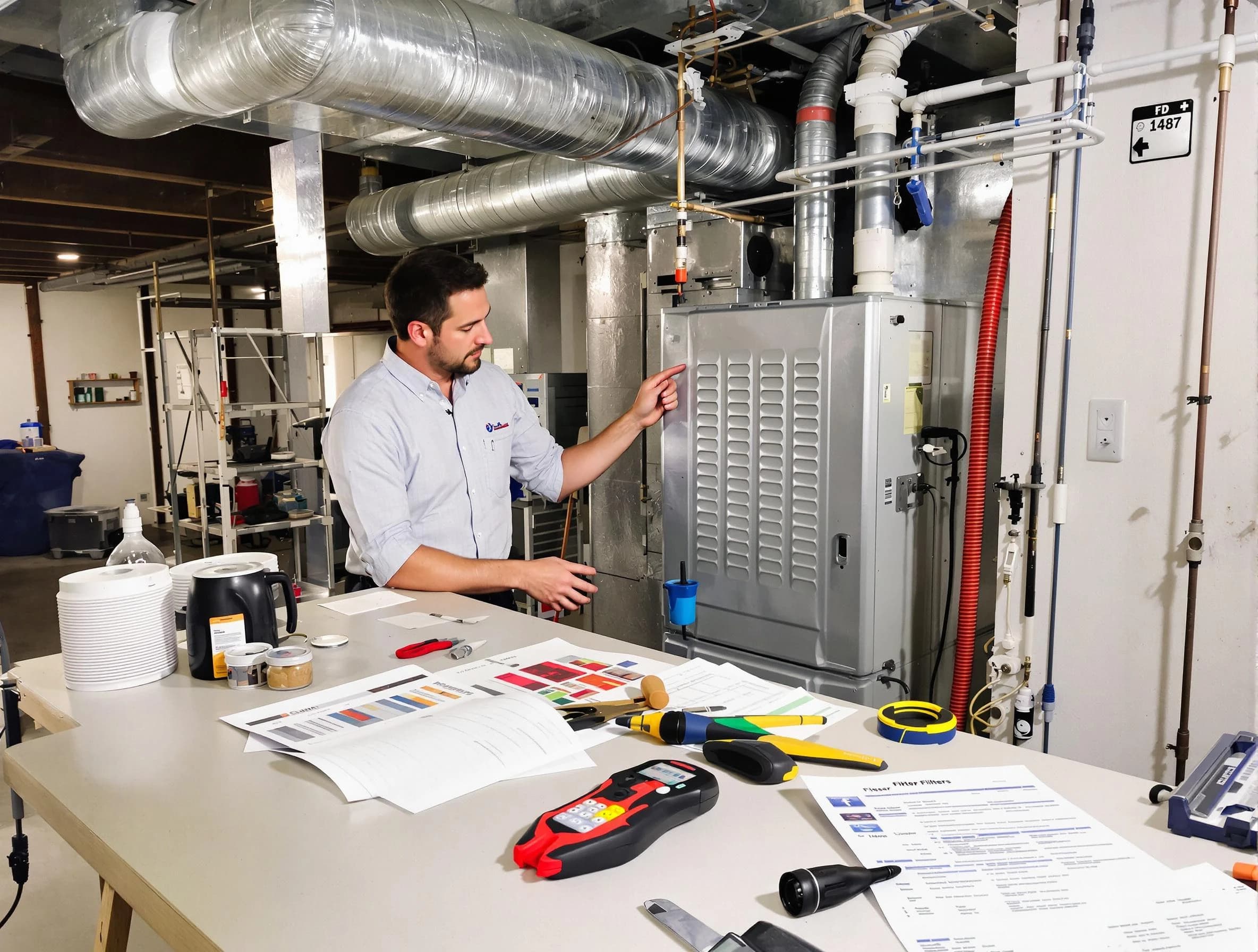 Reading Air Duct Cleaning inspector conducting detailed filter system evaluation using professional diagnostic tools in Reading