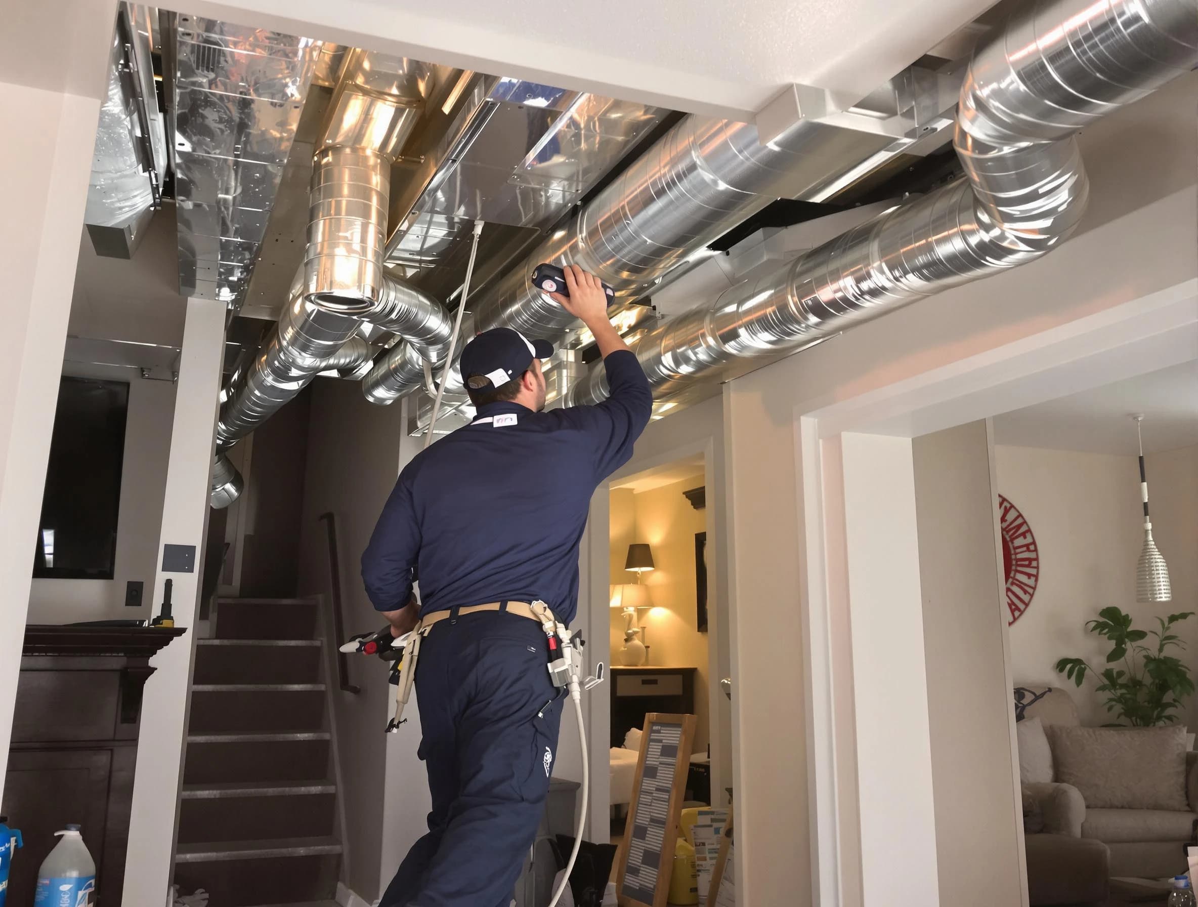 Reading Air Duct Cleaning expert performing specialized duct cleaning in a mobile home in Reading