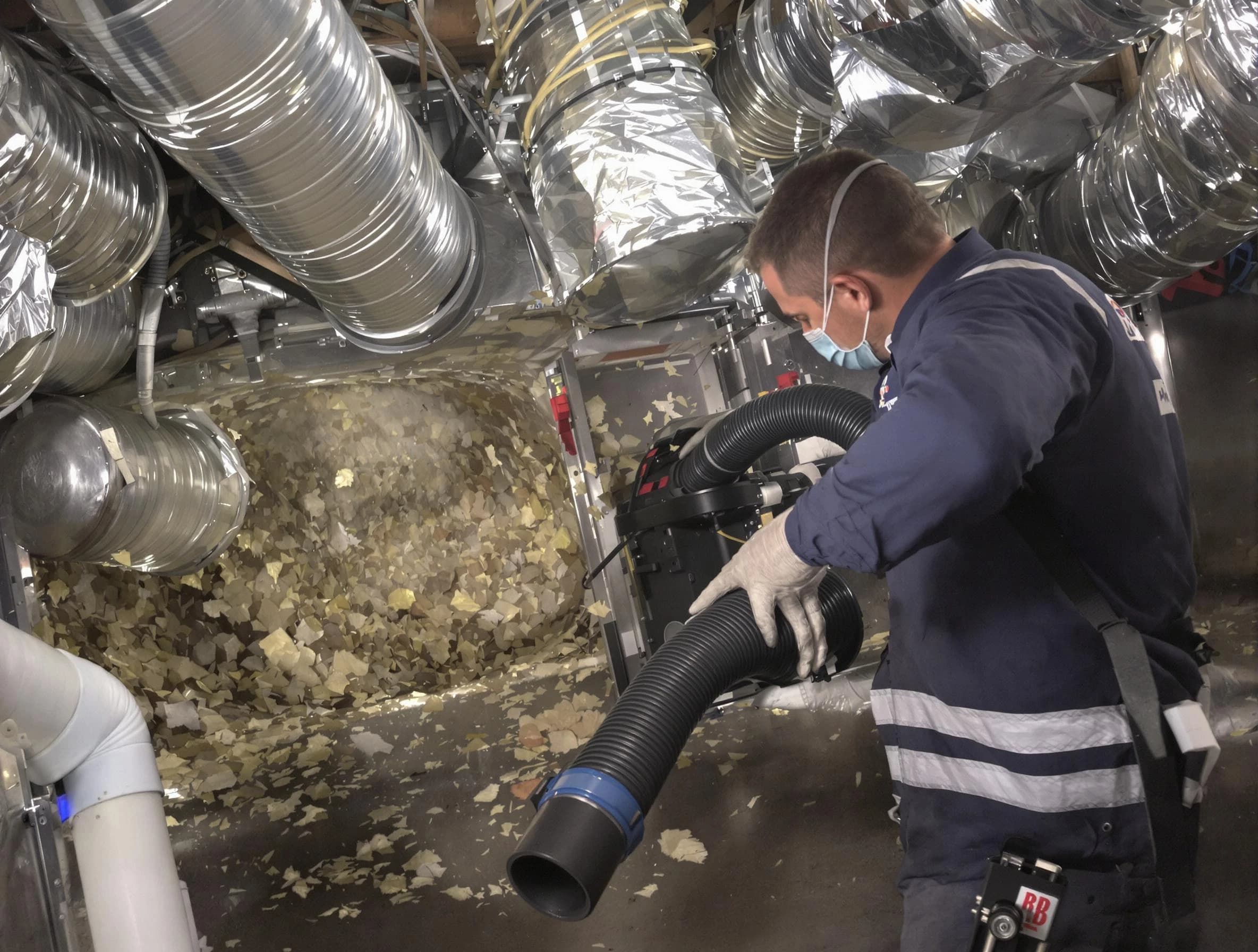 Reading Air Duct Cleaning specialist operating negative pressure cleaning equipment for thorough duct maintenance in Reading